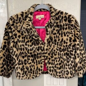 Leopard Print Faux Fur  Short Jacket